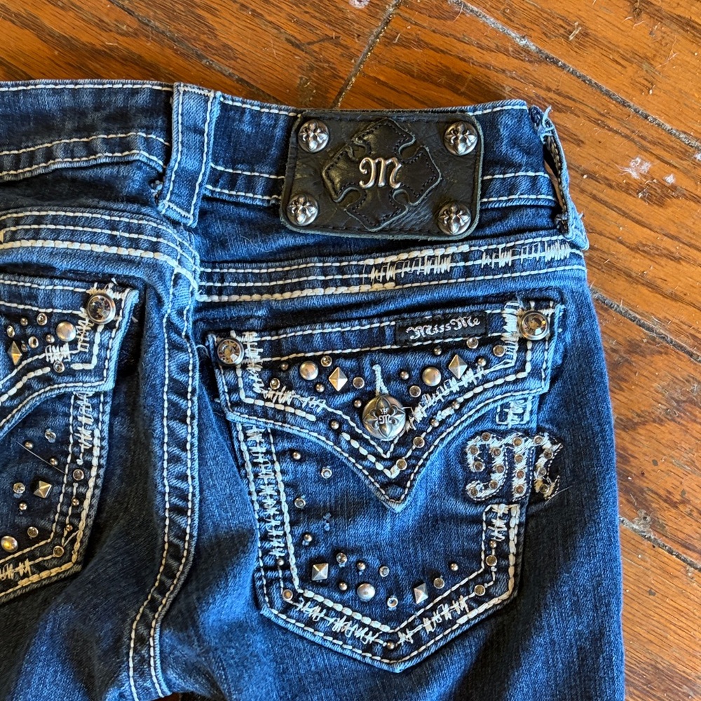 Miss Me Indigo Flare Jeans with Studded Back Pockets - Picture 2 of 5
